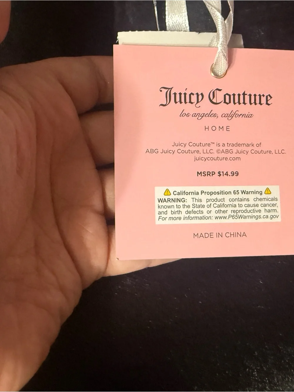 Juicy Couture Black Faux Fur Pouch with Pink and Cream Embroidery